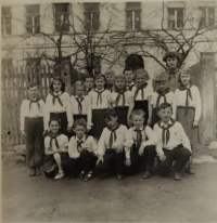 Helena in Pionýr, second row, second from the left, Humpolec, 1960s