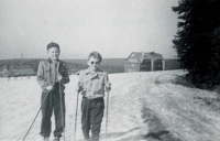 Jan Skalla with his younger brother Tomas - Krkonoše 1953
