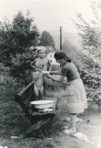 Hana Přikrylová with her sons, ca. 1980