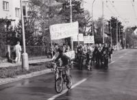 Protest in Brno against the construction of a transmitter in Pálava, 1990