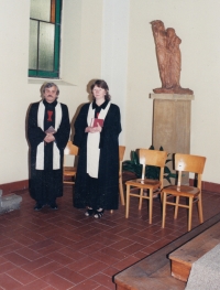 Lidmila and Ervín Kukuczka, parish priests of the Czechoslovak Hussite Church, Vysoké Mýto, 1996