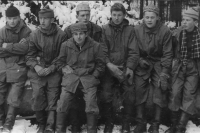 Václav Myslivec (first from the left above) in a photo from 1965, when he was at the forestry school in Lomnice nad Popelkou