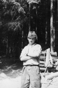 Václav Myslivec in 1966 during forestry practice in Lipina pod Kumburkem near Lomnice nad Popelkou