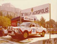 Ve voze Škoda 130 RS na startu Rallye Akropolis 1979