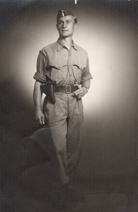 Jan Hradecky, the witness's father in police uniform, the hot summer of 1947, Hraničná