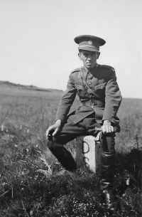 Josef Prchal, father of the witness, on the border with Germany, Boží Dar, just after the end of the war, 1945