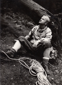 On the rocks in Rájec - a mountaineer, 1985