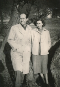 Kitty Pavelková with her husband Jiri, 1954