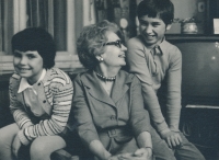 With her brother and her maternal grandmother "Boba", 1972