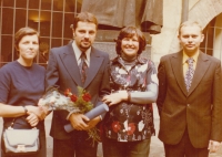 My brother's graduation. From left Marie Šírková, brother Josef, sister Anna and her husband Miroslav Nykodým