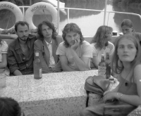 Meeting of Charter 77 signatories and SPUSA, Leoš Duda is third from left, Zlín 1987