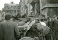 Invasion of Warsaw Pact troops, Prague, Old Town Square near the astronomical clock