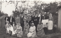 The Svatá Helena Catholic Choir performed a play called The Eternal Mystery in the church. Parish priest Václav Mašek (fourth from the right in the second row) rehearsed the play with his parishioners, undated