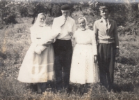 On the right, the witness with his wife at the christening of his friends, St. Helena, undated