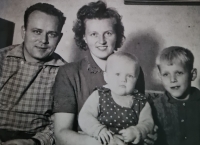 Marie Mikolášková with her husband and sons, 1960