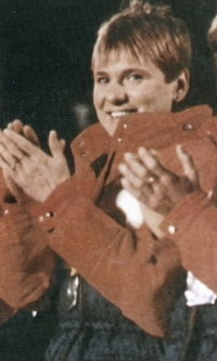 Blanka Paulů at the 1984 Winter Olympics in Sarajevo after winning silver in the relay