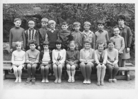 Vítězslav Sochůrek in the school photo from the second class, fifth from the right