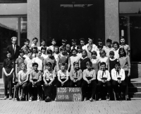 Josef Lacek with his class, Ostrava-Poruba, 1966