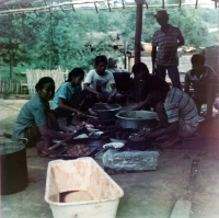 Food preparation, Laos, 1985