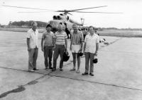 Jiri Lukš second from the right at the airport in Laos, 1985