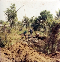 Traditional sapphire mining, Laos, 1985