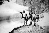 In the Gobi Desert - glaciers in the valleys of Cerenadmit, on the right Jiří Lukš and Jarmila Lukšová, Mongolia, 1979