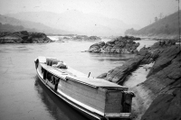 Boat on the Mekong, preparation for departure from Hoy Say, Laos, 1984