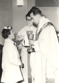 Emil Soukup at the first Holy Communion in Lomnice nad Lužnicí probably in 1972