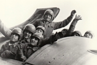 Parachute training in Prešov, 1969, Josef Weinfurt in the middle