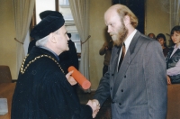 Miroslav Svoboda at his graduation with promoter Matějka in 1997