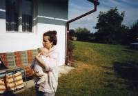 Miroslav's partner Petra Masopustová with their daughter Anna Maria in 2002