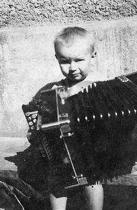 Antonín Konrády with harmonica