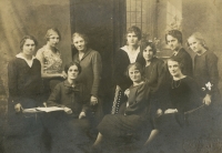 Grandmother Anna Amanová, née Jirásková (standing third from the left), at the family school in 1926