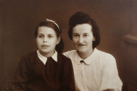 Libuše Šrámková with her mother shortly after leaving the orphanage, in the dress she was wearing when she got off the bus