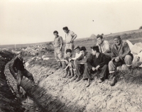 Dad Jan Kabát (right) on melioration in Hadačka, Kralovice, approximately 1964