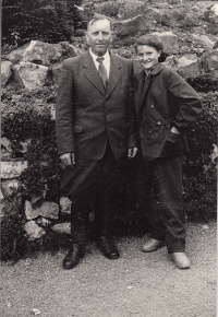 Ludmila Krystyníková, nee. Bartošková with her father in Prague, 1956