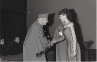 Marie M. Dufková graduating from CTU, 1979