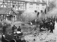 Witness took pictures of the filming of Most u Remagenu from the window of their house on II. náměstí in Most, summer 1968