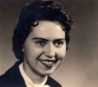 Blažena Koulová, nee. Stepanikova, graduation photo, 1957