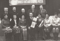 Civic Committee No. 1, receiving the award, Blažena Koulová first from the left, 1972-1975