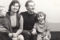 Blažena Koulová with her husband Jan, son Kamil (3 years) and daughter Jana (5 years), 1970