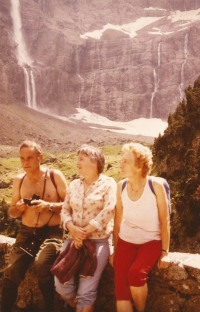 Josef Myslivec s manželkou Janou a švagrovou Jarmilou v Pyrenejích, 1988