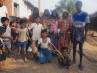 Travelling in India, with his hosts, the witness is on the far left, 1990s