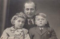 Vlastimil Pilous with his father Zdeněk and sister Sváťa, 24 March 1950