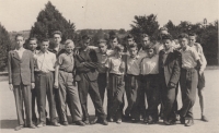 Bohumil Galásek, fifth from the left. Fourt class of the town school Zálešná, Zlín, 1953
