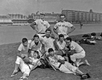 With his softball teammates