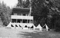 Scout camp near Věžáky in Hruboskalsko, where the witness used to go in her youth, 1946