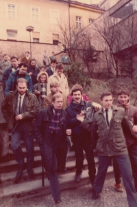 Václav Havel in the streets of Hradec Králové, 1989