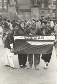 Václav Poláček s rodinou, Praha, 21. srpna 1990