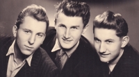 With friends before the military service, 1956